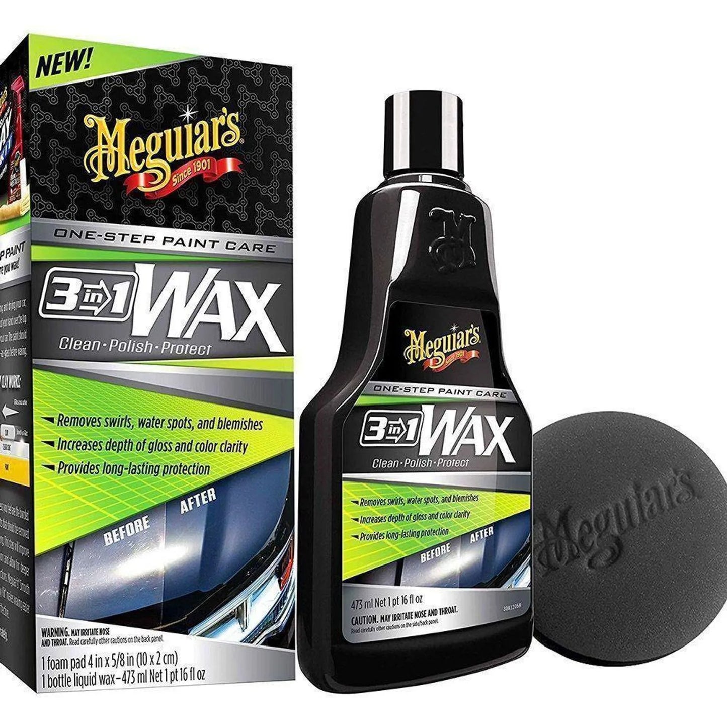 Meguiar's 3-in-1 Wax Kit – Cleans, Polishes, and Protects 473 ml